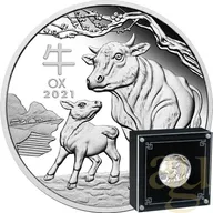 1 Unze Silbermünze Australien Lunar III Ochse 2021 - polierte platte - High Relief