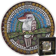 2 Unzen Silbermünze Australien Kookaburra Kaa Kaa 2024 Antik Finish - coloriert