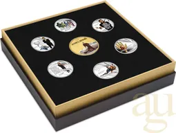 7-Coin-Set Silbermünzen Tuvalu James Bond 007 - Sean Connery 2024 - coloriert - proof
