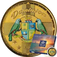 1 Unze Goldmünze EC8 Dominica - Coat of Arms 2024 - coloriert