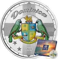 1 Unze Silbermünze EC8 Dominica - Coat of Arms 2024 - coloriert