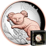 5 Unzen Silbermünze Australien Koala 2025 - High Relief - polierte Platte - rosè vergoldet