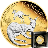 2 Unzen Silbermünze Australien Känguru 2025 teilvergoldet
