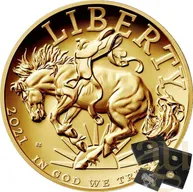 1 Unze Goldmünze American Liberty Mustang 2021 - polierte Platte - High Relief