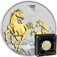 1 Unze Silbermünze Australien Lunar III Pferd 2026 teilvergoldet