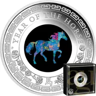 1 Unze Silbermünze Australien Lunar III Opal Pferd 2026 - polierte platte