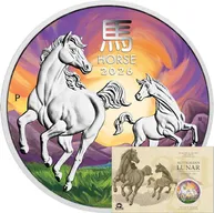 1 Unze Silbermünze Australien Lunar III Pferd 2026 ANDA Special coloriert - Coincard