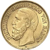 10 Mark Goldmünze Friedrich Grossherzog von Baden J186 (1875-1888)
