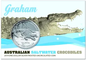 1 Unze Silbermünze Australien Salzwasser Krokodil Graham frosted 2014 in Blister