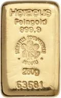 250 Gramm Goldbarren Heraeus