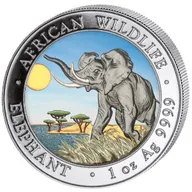1 Unze Silbermünze Somalia Elefant 2016 farbig