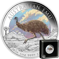 1 Unze Silbermünze Australien Emu 2026 - blau coloriert