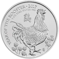 1 Unze Silbermünze Lunar Serie UK Hahn 2017