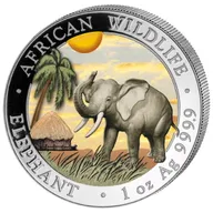 1 Unze Silbermünze Somalia Elefant 2017 farbig
