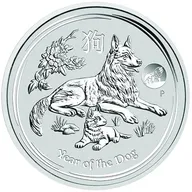 1 Unze Silbermünze Australien Lunar II Hund 2018 - Privy Mark Löwe