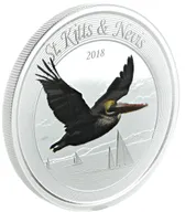 1 Unze Silbermünze EC8 St. Kitts & Nevis - Pelikan 2018 - coloriert