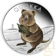 1 Unze Silbermünze Australien Quokka 2021 coloriert - polierte Platte