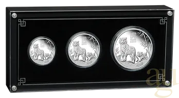 Silbermünze Australien Lunar III Tiger 2022 - polierte Platte - Three Coin Set