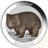 1 Unze Silbermünze Australien Wombat 2022 coloriert - Coincard