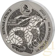 1 Unze Platinmünze Ruanda Lunar Hase 2023