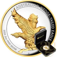 2 Unzen Silbermünze Australien Wedge Tailed Eagle 2023 - Proof High Relief - teilvergoldet