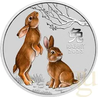 1/2 Unze Silbermünze Australien Lunar III Hase 2023 - coloriert