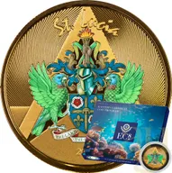 1 Unze Goldmünze EC8 St. Lucia - Coat of Arms 2023 - coloriert