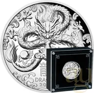 1 Unze Silbermünze Australien Lunar III Drache 2024 - polierte platte - High Relief