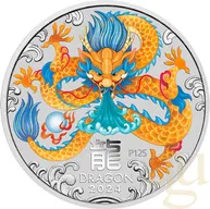 1 Kilogramm Silbermünze Australien Lunar III Drache 2024 - coloriert
