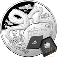 1 Unze Silbermünze Australien RAM Lunar Drache 2024 Domed - Proof