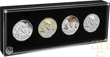 4x 1 Unze Silbermünze Australien 125 Jahre Perth Mint 2024 - Typeset Collection