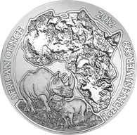 1 Unze Silbermünze Ruanda Nashorn 2012