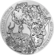 1 Unze Silbermünze Ruanda Antilope Impala 2014