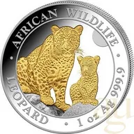 1 Unze Silbermünze Somalia African Wildlife Leopard 2024 - teilvergoldet