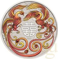 1 Unze Silbermünze Australien Chinese Myths and Legends Double Phoenix 2025 - Rot/Gold coloriert