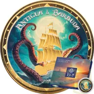 1 Unze Goldmünze EC8 Antigua & Barbuda - Rum Runner and Kraken 2024 - coloriert