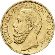 10 Mark Goldmünze Friedrich Grossherzog von Baden J183 (1872-1873)