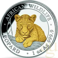 1 Unze Silbermünze Somalia African Wildlife Leopard 2025 - teilvergoldet