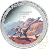 1 Unze Silbermünze Prehistoric Life II - Velociraptor 2025 coloriert