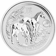 1 Unze Silbermünze Australien Lunar II Pferd 2014 - Privy Mark Löwe