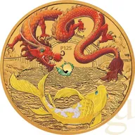 1 Unze Goldmünze Australien Drache & Koi 2024 - Gelb coloriert