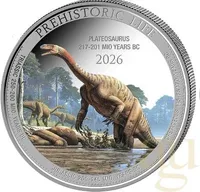 1 Unze Silbermünze Prehistoric Life II - Plateosaurus 2026 coloriert