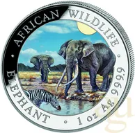 1 Unze Silbermünze Somalia Elefant 2026 - coloriert