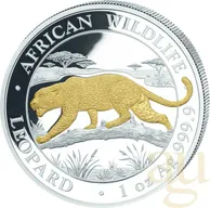 1 Unze Silbermünze Somalia African Wildlife Leopard 2026 - teilvergoldet