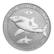 1/2 Unze Silbermünze Australien Great White Shark - weißer Hai - 2014