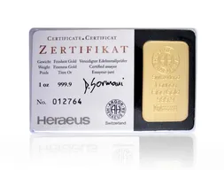 31,1 Gramm Goldbarren Kinebar (schwarze Karte)