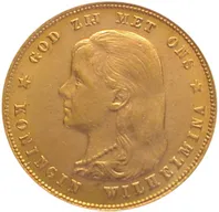 10 Gulden Goldmünze Wilhelmina Jugendportrait 1897
