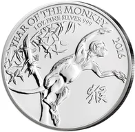 1 Unze Silbermünze Lunar Serie UK Affe 2016