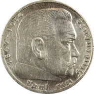 5 Reichsmark Silbermünze Hindenburg mit HK