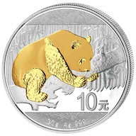 30g Silbermünze China Panda 2016 teilvergoldet
